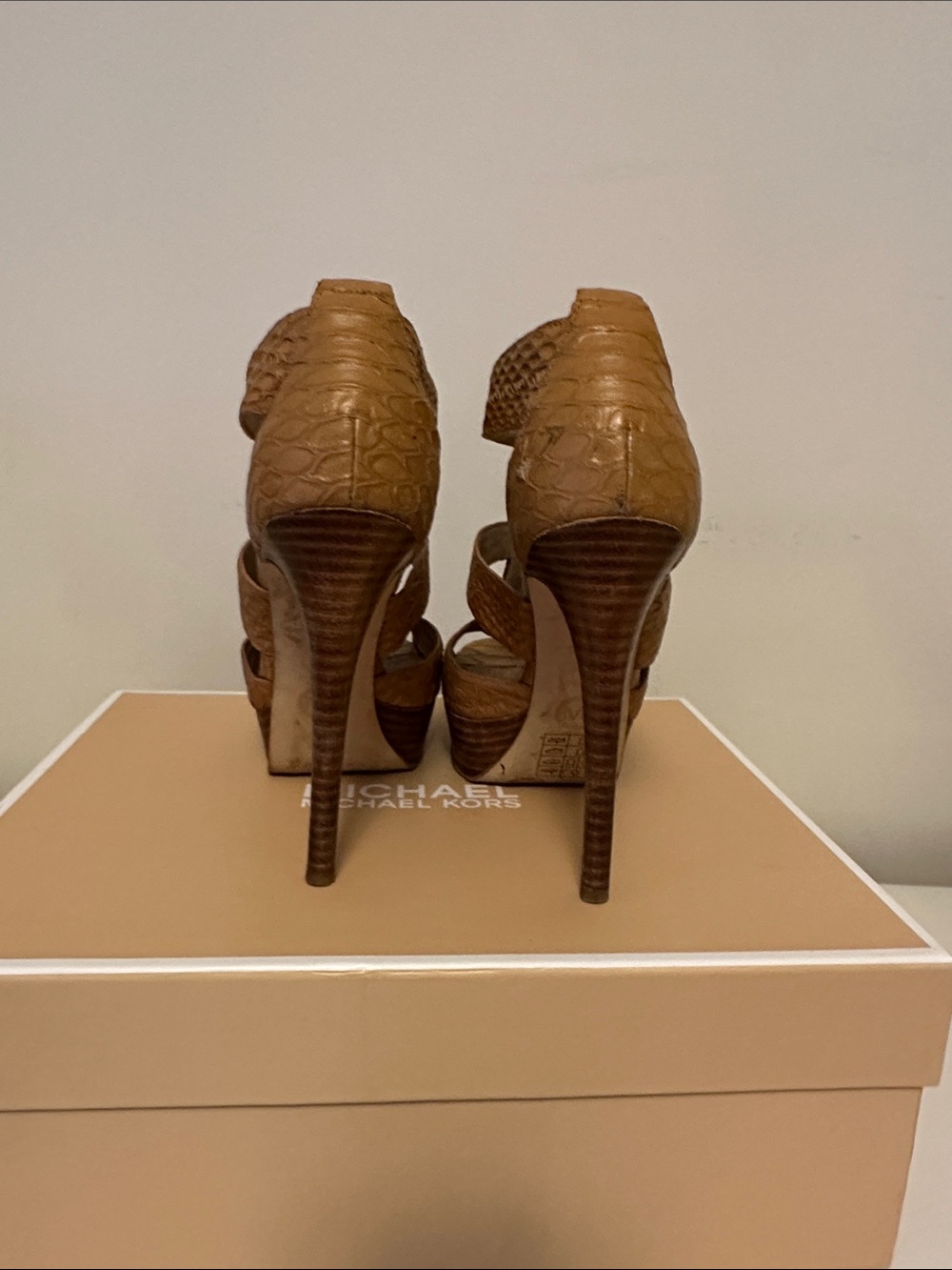 Michael Kors Tan Platform Zip-Strap Sandals - Picture 3 of 4